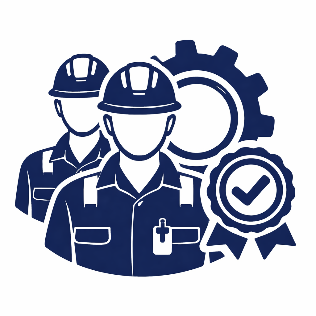 Marine engineers with gear and badge