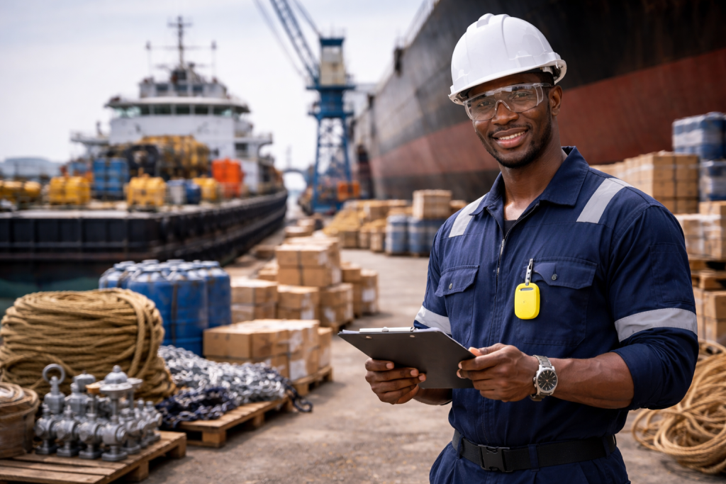 Marine supply supervisor at bustling port