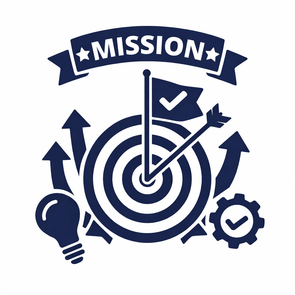 Mission success icon with focus symbols